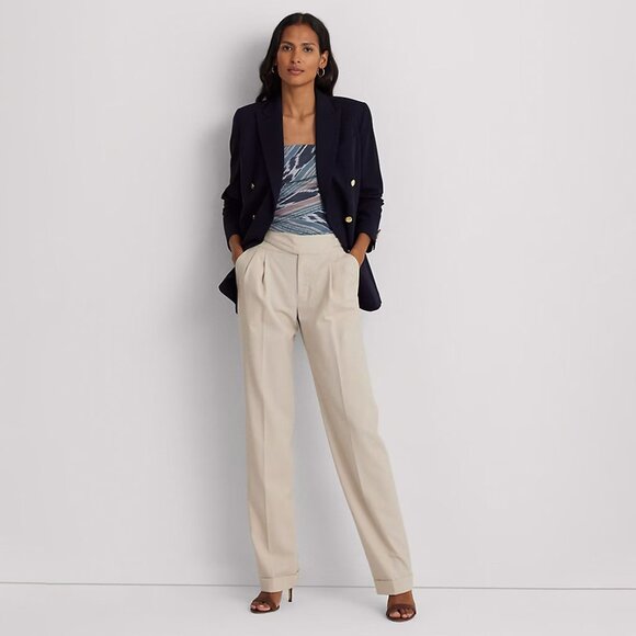 Lauren Ralph Lauren Pleated Wool Blend Twill Straight Pant Size 16 NEW NWT - Picture 1 of 12